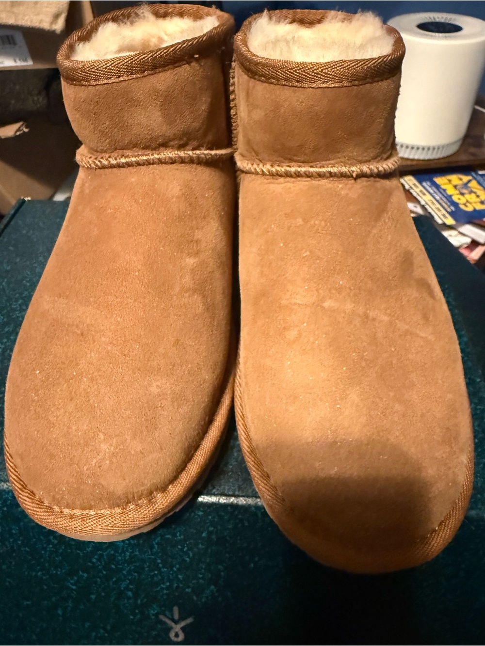Emu Chestnut Suede Shearling Ankle Boots